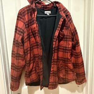 Carhartt Red and Black Plaid Hooded Jacket